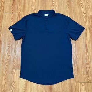 Mantra Men's Henley Shirt Medium Short Sleeve Performance Golf Navy Blue